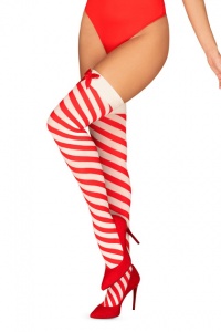 Pończochy do pasa Obsessive Kissmas stockings Czerwony